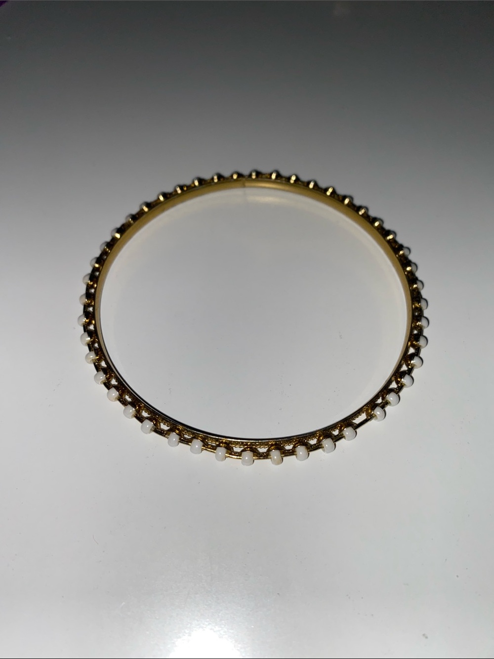 Gold Pearl-Accent Women's Bangle Bracelet